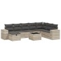 Set muebles jardín 9 pzas y cojines ratán sintético gris claro de , Conjuntos de jardín - Ref: Foro24-3264528, Precio: 612,57...