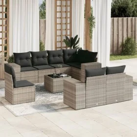 Set muebles jardín 9 pzas y cojines ratán sintético gris claro de , Conjuntos de jardín - Ref: Foro24-3222851, Precio: 670,61...
