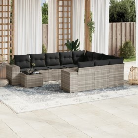 Set de sofás de jardín 11 pzas y cojines ratán sintético gris de , Conjuntos de jardín - Ref: Foro24-3223131, Precio: 771,17 ...