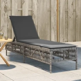 Tumbona con cojín ratán sintético con cojín gris de , Tumbonas - Ref: Foro24-4002739, Precio: 143,24 €, Descuento: %
