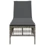 Sun lounger with synthetic rattan and grey cushion by , Loungers - Ref: Foro24-4002739, Price: 143,24 €, Discount: %