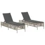 Liegestühle mit Tisch, 2 Stück, aus hellem grauem Kunststoff-Rattan. von , Liegen - Ref: Foro24-4002751, Preis: 274,85 €, Rab...