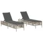 Liegestühle mit Tisch, 2 Stück, aus hellem grauem Kunststoff-Rattan. von , Liegen - Ref: Foro24-4002751, Preis: 274,85 €, Rab...