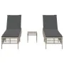 Sun loungers with small table, 2 units, light gray synthetic rattan by , Loungers - Ref: Foro24-4002751, Price: 274,85 €, Dis...