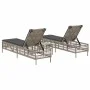 Liegestühle mit Tisch, 2 Stück, aus hellem grauem Kunststoff-Rattan. von , Liegen - Ref: Foro24-4002751, Preis: 274,85 €, Rab...