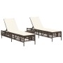 Tumbonas con mesita 2 unidades ratán sintético marrón de , Tumbonas - Ref: Foro24-4002747, Precio: 276,64 €, Descuento: %