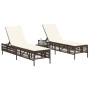 Tumbonas con mesita 2 unidades ratán sintético marrón de , Tumbonas - Ref: Foro24-4002747, Precio: 276,64 €, Descuento: %