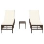 Tumbonas con mesita 2 unidades ratán sintético marrón de , Tumbonas - Ref: Foro24-4002747, Precio: 276,64 €, Descuento: %