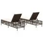 Sun loungers with small table, 2 units, synthetic brown rattan by , Loungers - Ref: Foro24-4002747, Price: 271,84 €, Discount: %