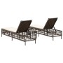 Tumbonas con mesita 2 unidades ratán sintético marrón de , Tumbonas - Ref: Foro24-4002747, Precio: 276,64 €, Descuento: %