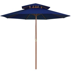 Sombrilla de dos pisos palo de madera azul 270 cm de vidaXL, Sombrillas - Ref: Foro24-313767, Precio: 94,13 €, Descuento: %