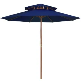 Sombrilla de dos pisos palo de madera azul 270 cm de vidaXL, Sombrillas - Ref: Foro24-313767, Precio: 92,37 €, Descuento: %