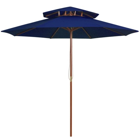 Sombrilla de dos pisos palo de madera azul 270 cm de vidaXL, Sombrillas - Ref: Foro24-313767, Precio: 94,13 €, Descuento: %