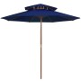 Sombrilla de dos pisos palo de madera azul 270 cm de vidaXL, Sombrillas - Ref: Foro24-313767, Precio: 94,13 €, Descuento: %