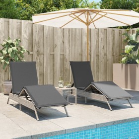 Tumbonas con cojines 2 unidades ratán sintético gris claro de , Tumbonas - Ref: Foro24-3261583, Precio: 285,56 €, Descuento: %