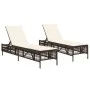 Liegestühle mit Kissen, 2 Stück, aus braunem Kunst-Rattan. von , Liegen - Ref: Foro24-3261597, Preis: 278,20 €, Rabatt: %
