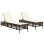 Tumbonas con cojines 2 unidades ratán sintético marrón de , Tumbonas - Ref: Foro24-3261597, Precio: 283,42 €, Descuento: %
