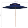 Sombrilla de dos pisos palo de madera azul 270 cm de vidaXL, Sombrillas - Ref: Foro24-313767, Precio: 94,13 €, Descuento: %