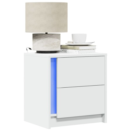 Mesita de noche con luces LED madera de ingeniería blanca de , Mesitas de noche - Ref: Foro24-852047, Precio: 53,93 €, Descue...