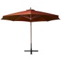 Sombrilla colgante con palo madera abeto terracota 3,5x2,9 m de vidaXL, Sombrillas - Ref: Foro24-313771, Precio: 210,98 €, De...