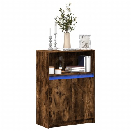 Aparador con LED madera ingeniería roble ahumado 72x34x100 cm de , Aparadores - Ref: Foro24-852163, Precio: 76,19 €, Descuent...