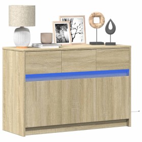 Mueble de TV LED madera de ingeniería roble Sonoma 91x34x61 cm de , Muebles TV - Ref: Foro24-852182, Precio: 97,61 €, Descuen...