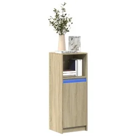 Aparador con LED madera de ingeniería roble Sonoma 38x34x100 cm de , Aparadores - Ref: Foro24-852168, Precio: 57,39 €, Descue...
