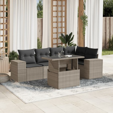 Set de sofás de jardín 6 pzas y cojines ratán sintético gris de , Conjuntos de jardín - Ref: Foro24-3269152, Precio: 473,57 €...