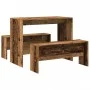 Mesa y bancos de comedor 3 pzas madera de ingeniería envejecida de , muebles para cocinas y comedores - Ref: Foro24-855538, P...