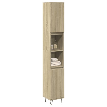 Armario de baño madera contrachapada roble Sonoma 30x30x190 cm de , Muebles de baño - Ref: Foro24-849668, Precio: 82,85 €, De...