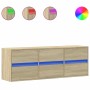 Mueble de TV de pared con luces LED roble Sonoma 130x31x45 cm de , Muebles TV - Ref: Foro24-852301, Precio: 92,30 €, Descuent...