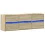 Mueble de TV de pared con luces LED roble Sonoma 130x31x45 cm de , Muebles TV - Ref: Foro24-852301, Precio: 92,30 €, Descuent...
