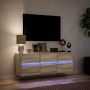 Mueble de TV de pared con luces LED roble Sonoma 130x31x45 cm de , Muebles TV - Ref: Foro24-852301, Precio: 92,30 €, Descuent...