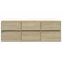 Mueble de TV de pared con luces LED roble Sonoma 130x31x45 cm de , Muebles TV - Ref: Foro24-852301, Precio: 92,30 €, Descuent...