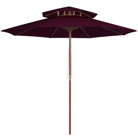 Sombrilla de dos pisos palo de madera burdeos 270 cm de vidaXL, Sombrillas - Ref: Foro24-313764, Precio: 107,46 €, Descuento: %