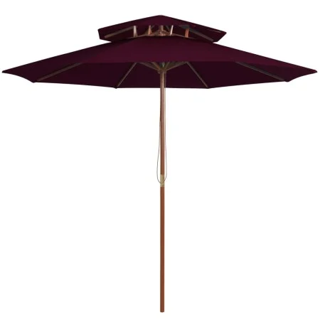 Sombrilla de dos pisos palo de madera burdeos 270 cm de vidaXL, Sombrillas - Ref: Foro24-313764, Precio: 105,06 €, Descuento: %