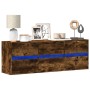Mueble de TV de pared con luces LED roble ahumado 130x31x45 cm de , Muebles TV - Ref: Foro24-852303, Precio: 94,80 €, Descuen...