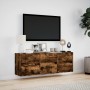 Mueble de TV de pared con luces LED roble ahumado 130x31x45 cm de , Muebles TV - Ref: Foro24-852303, Precio: 94,80 €, Descuen...
