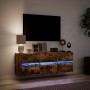 Mueble de TV de pared con luces LED roble ahumado 130x31x45 cm de , Muebles TV - Ref: Foro24-852303, Precio: 94,80 €, Descuen...
