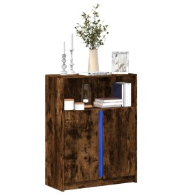 Aparador con LED madera ingeniería roble ahumado 77x34x100 cm de , Aparadores - Ref: Foro24-852149, Precio: 76,34 €, Descuent...