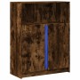 Aparador con LED madera ingeniería roble ahumado 77x34x100 cm de , Aparadores - Ref: Foro24-852149, Precio: 76,34 €, Descuent...