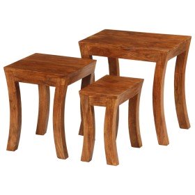 Mesas apilables 3 pzas madera maciza acacia marrón 50x35x50 cm en Mesas auxiliares | Comprar online en Foru.es