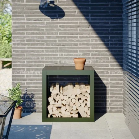 Leñero de acero verde 60x40x60 cm de , Bolsas y soportes de leña - Ref: Foro24-851006, Precio: 87,91 €, Descuento: %
