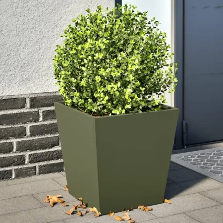 Jardineras 2 unidades acero verde oliva 40x40x40 cm de , Maceteros y jardineras - Ref: Foro24-851059, Precio: 66,70 €, Descue...