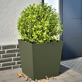 Jardineras 2 uds acero verde oliva 50x50x50 cm de , Maceteros y jardineras - Ref: Foro24-851073, Precio: 89,81 €, Descuento: %