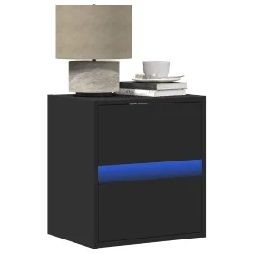 Mesitas de noche de pared con luces LED 2 unidades negro de , Mesitas de noche - Ref: Foro24-3307964, Precio: 109,57 €, Descu...