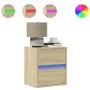 Mesitas de noche de pared con luces LED 2 unidades roble Sonoma de , Mesitas de noche - Ref: Foro24-3307966, Precio: 91,60 €,...