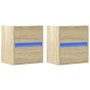 Mesitas de noche de pared con luces LED 2 unidades roble Sonoma de , Mesitas de noche - Ref: Foro24-3307966, Precio: 93,18 €,...