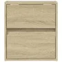 Mesitas de noche de pared con luces LED 2 unidades roble Sonoma de , Mesitas de noche - Ref: Foro24-3307966, Precio: 91,60 €,...