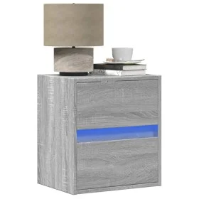 Mesitas de noche de pared con luces LED 2 unidades gris Sonoma de , Mesitas de noche - Ref: Foro24-3307972, Precio: 96,34 €, ...